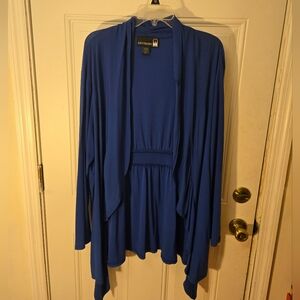 Vintage Antthony Original Cardigan Size 2X Deep Blue Polyester And Spandex